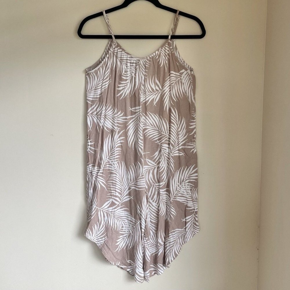 JwLovesMe Romper Jumpsuit Aloha Print Brown White Girls Size 13 One-Piece